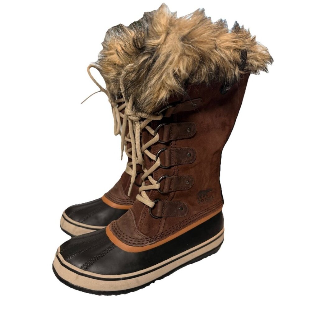 Sorel Boots Women's 7 Joan Of Arctic Faux Fur Lined‎ Waterproof Leather Winter